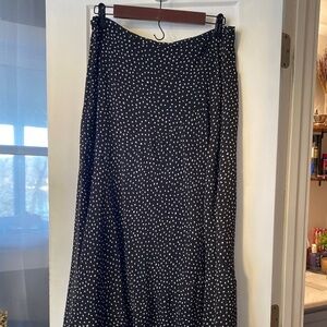 CAbi black skirt with small white polka dots